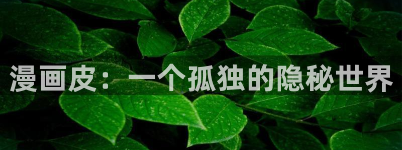 奇漫屋：漫画皮：一个孤独的隐秘世界